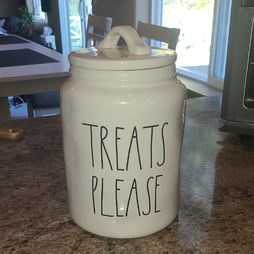 Rae Dunn White Ceramic Canister with Black Logo
